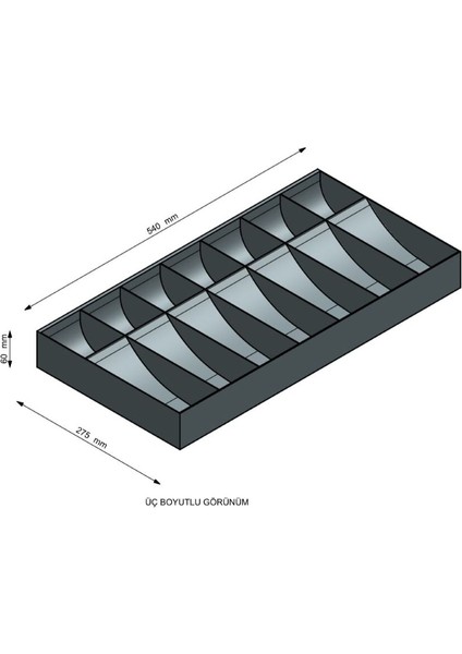 Komple Metal Kırılmaz Çekmece Ici Para Düzenleyici 7 Banknot 7 Bozuk Kırılmaz Para Bölmeli 54 x 27,5 x 6 cm