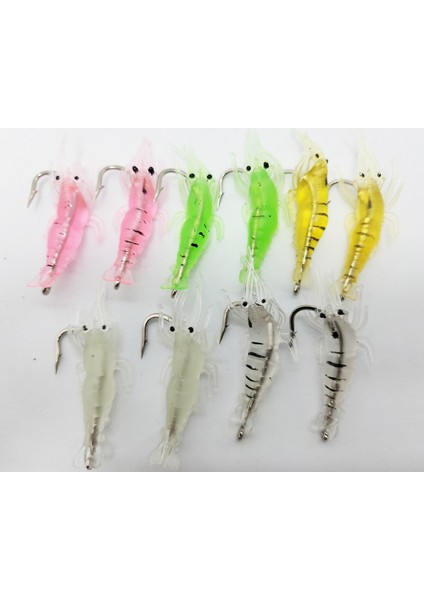 5 Renk 10 Adet Silikon Karides - Sahte Karidesle Balık Avı
