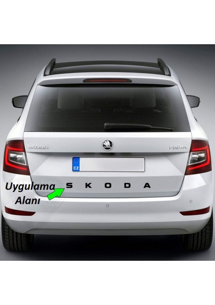 Skoda Bagaj Uzun Parlak Siyah Abs Yazı Logo Amblem