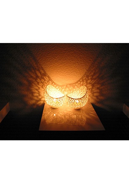 Turansoy Craft Voronoi 2'li Tealight Mumluk 15 cm (Mumlar Dahil)