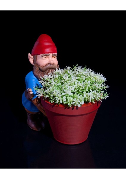 Cüce Bahçe Cini - Pebbles Boyalı Saksı 13 cm