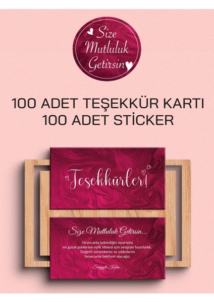 Paytak Moda 100 Adet Teşekkür Kartı ve 100 Adet Teşekkür Sticker PYTKSVTK27