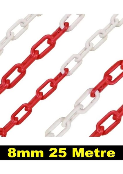 25 mt Plastik Zincir 8 mm Kırmızı Beyaz Yağmur Oluk Zinciri Pilastik Zincir