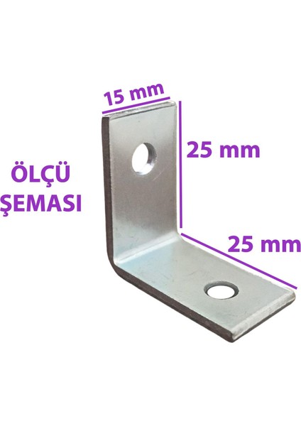 8 Adet Mobilya Eşya Dolap Duvar Sabitleyici Köşe Bağlantı L Demir Gönye Deprem Güvenliği 25 x 25 x 15 mm