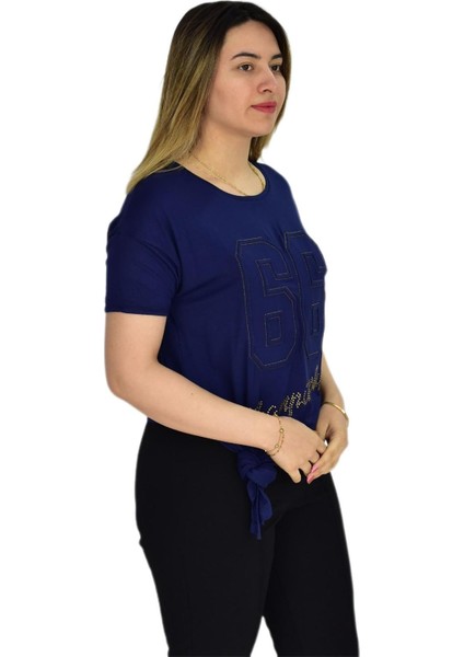Kadın Kabarma Yazılı Tişört 40668 ST00252