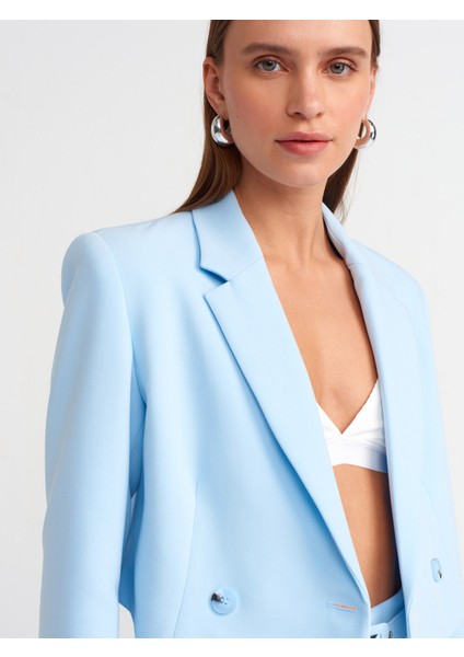 60738 Crop Fit Blazer-Mavi