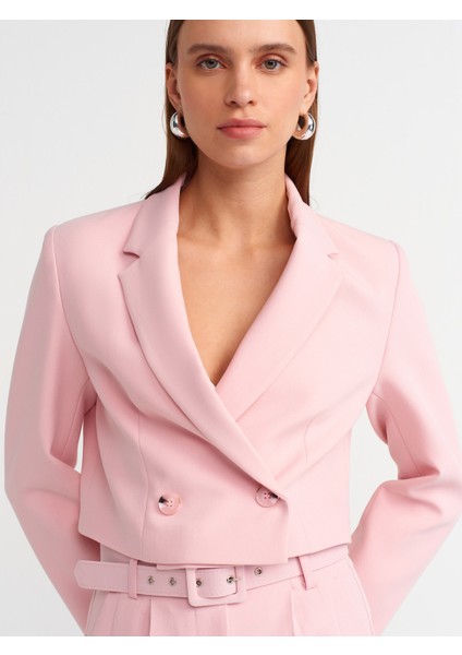 60738 Crop Fit Blazer-Pembe