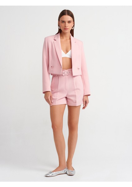 60738 Crop Fit Blazer-Pembe