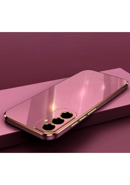 Samsung Galaxy A15 Uyumlu Kamera Korumalı Parlak Gold Kenarlı Yumuşak Silikon Kılıf/kapak