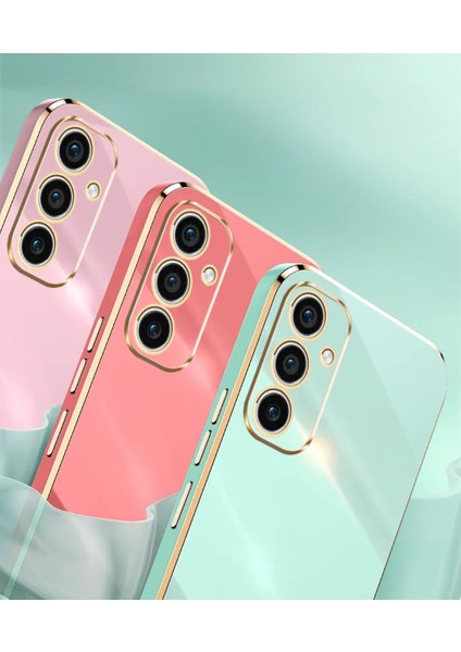 Samsung Galaxy A15 Uyumlu Kamera Korumalı Parlak Gold Kenarlı Yumuşak Silikon Kılıf/kapak