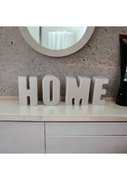 Beton Home Yazısı, Dekoratif Harf Ev Yazısı Biblo