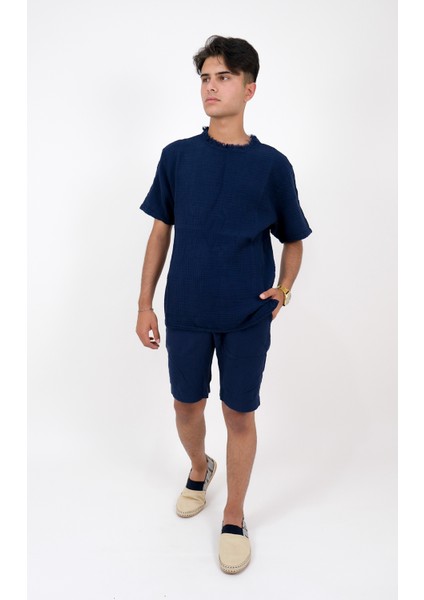 Erkek Müslin 0 Yaka Shirt