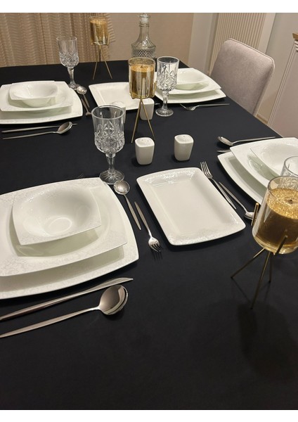 Meral Kurşun Collection Sıvıya Dayanıklı Pamuk Keten Dertsiz Masa Örtüsü Siyah fiyatları