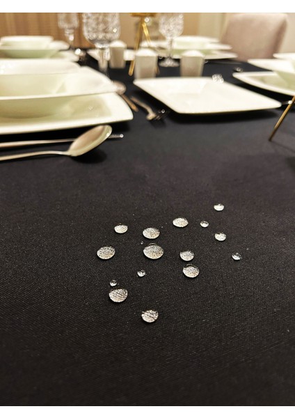 Meral Kurşun Collection Sıvıya Dayanıklı Pamuk Keten Dertsiz Masa Örtüsü Siyah indirimleri