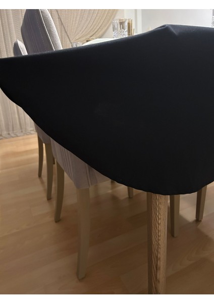 Meral Kurşun Collection Oval Masa Örtüsü Sıvıya Dayanıklı Pamuk Keten Dertsiz Siyah