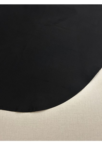 Meral Kurşun Collection Oval Masa Örtüsü Sıvıya Dayanıklı Pamuk Keten Dertsiz Siyah
