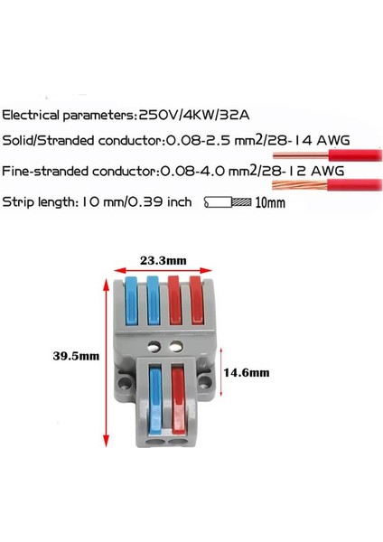 10 Adet 2 Giriş 4 Çıkış Kolay Hızlı Kablo Ekleme Birleştirme Konnektörü - Aç Kapa Kilitli fırsatları
