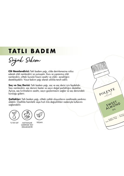 Polente Natural Tatlı Badem Yağı - Soğuk Sıkım (50 ml)