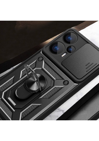 Xiaomi Poco F5 Kılıf Magnetik Standlı Kamera Korumalı Zore Sürgülü Vega Kapak modelleri