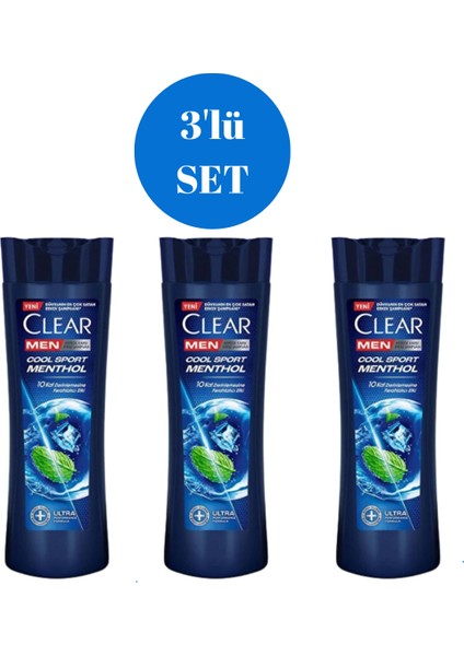 Men Cool Sport Mentol Şampuan 350 ml 3'lü Set