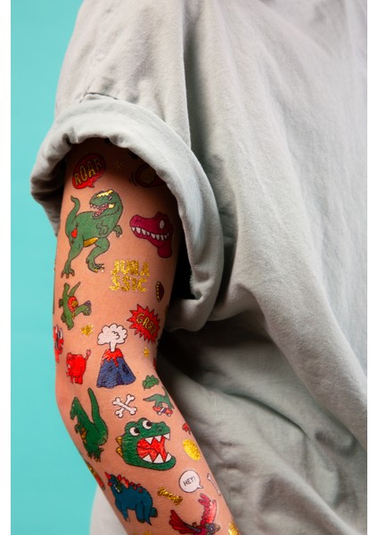 Omy Tattoo Çocuk Geçici Dövme - Dinos (50 Adet)