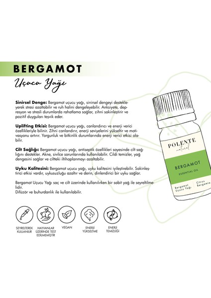 Polente Natural Bergamot Uçucu Yağı (10 ml)