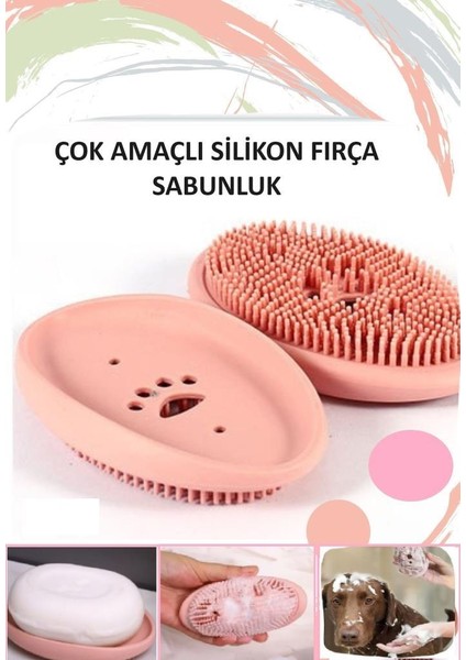 Sabunluk Çok Amaçlı Silikon Fırçalı Mutfak Banyo Sabunluğu Pratik Kırılmaz