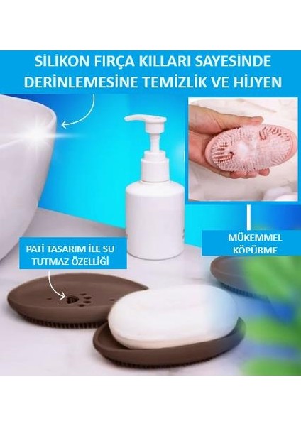 Sabunluk Çok Amaçlı Silikon Fırçalı Mutfak Banyo Sabunluğu Pratik Kırılmaz