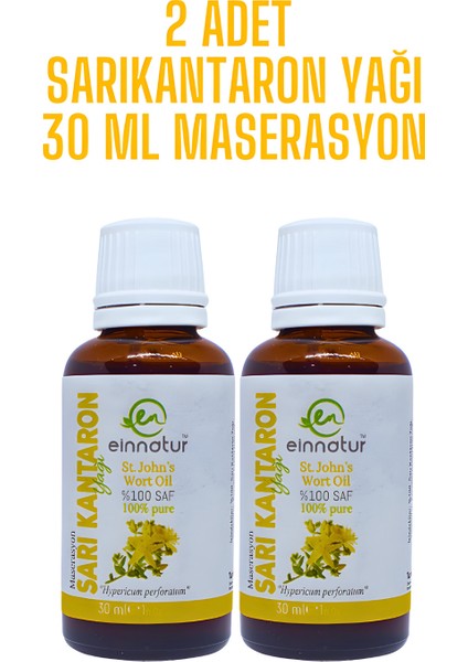 Ein Natur Sarıkantaron yağı, %100 Saf Zeytinyağında Maserasyon, Sarı Kantaron Yağı 2 Adet 30 ml