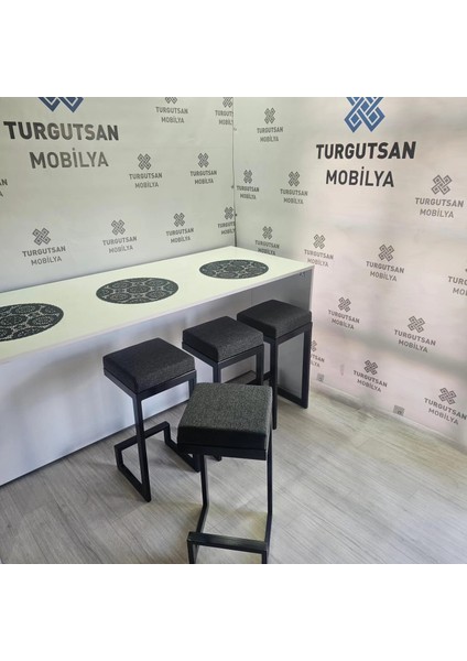 TURGUTSAN MOBİLYA Bar Taburesi Bar Sandalyesi 50 cm Keten Antrasit Gri Ücret 1 Adet Fiyatı Tabure