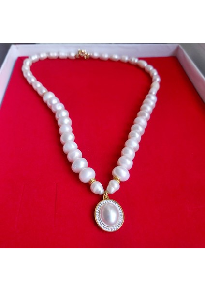 Gerçek Incili Çelik Uçlu Tasarım Kolye modelleri