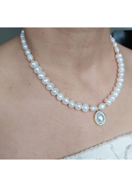 Gerçek Incili Çelik Uçlu Tasarım Kolye indirimleri