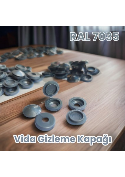 Hobi Demir Sanat Tr'de Ilk! 500 Adet Açık Gri Vida Gizleme Kapağı, Ral 7035 Alüminyum Gri, Vida Kapağı