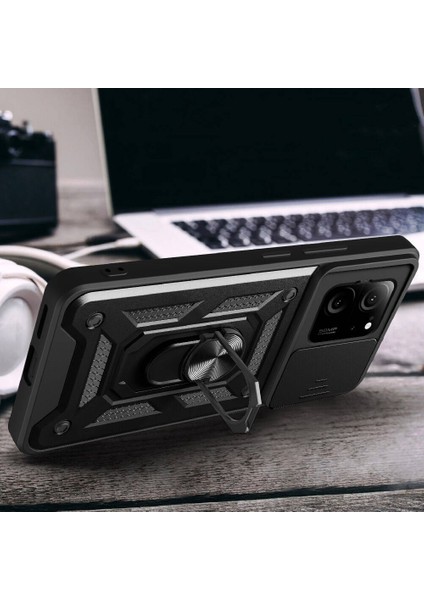 Xiaomi Mi 13T Kılıf Magnetik Standlı Kamera Korumalı Zore Sürgülü Vega Kapak