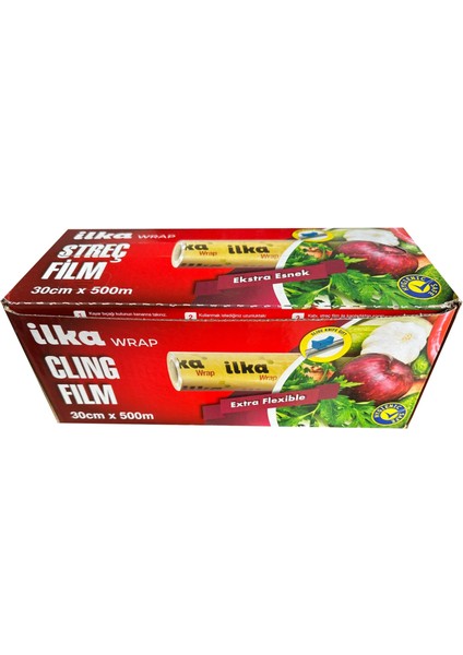 Ilka Şeffaf Mutfak Rulo Streç Film Folyo - 30 Cm. x 500 Metre - Gıdaya Uygun - 1 Paket