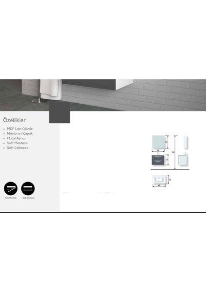 Erguvan 65 cm Banyo Dolabı