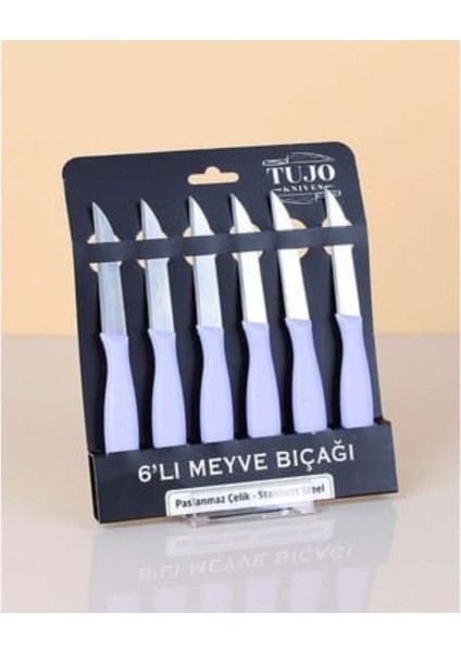 Tujo Paslanmaz Çelik 6 Lı Meyve Bıçağı Mor Renkli