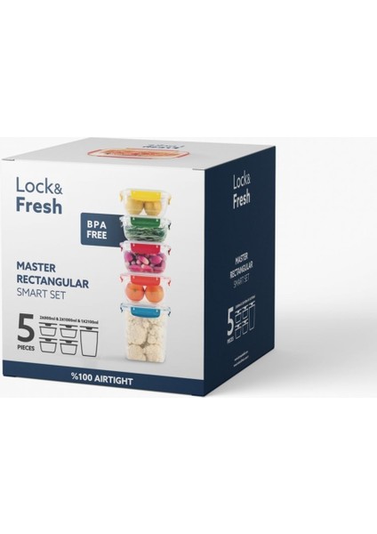Saklama Kabı Kilitli Farklı Ölçülerle Lock&fresh 5 Set