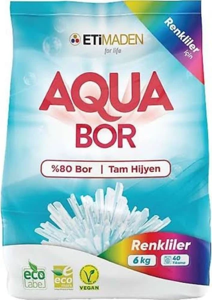 Eti Maden Aqua Bor Çamaşır Deterjanı 6 kg Renkliler Için 40 Yıkama Bor Hijyen