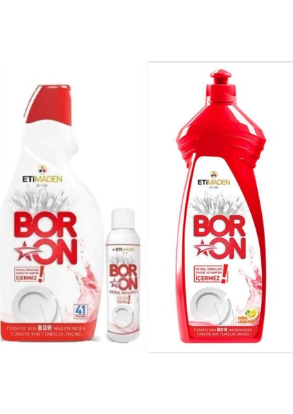 Boron Jel Bulaşık Makinesi Deterjanı 820 Ml (41 Yıkama)+Doğal Parlatıcı+(110 ml) 1 Adet Elde Yıkama 650 ml