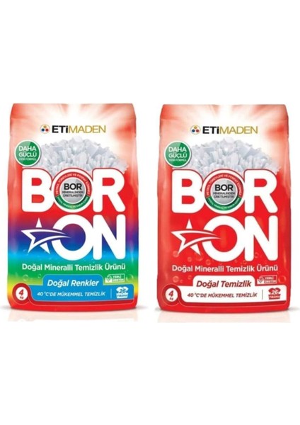 Boron Çamaşır Deterjanı Renkliler&beyazlar Için 4*2 kg Toz Deterjan 26*2 Yıkama