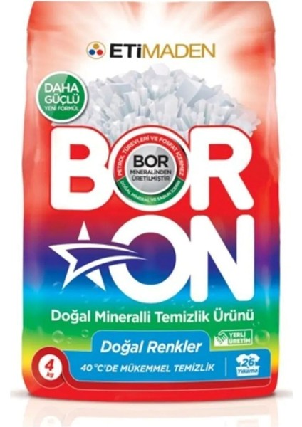 Boron Çamaşır Deterjanı Renkliler&beyazlar Için 4*2 kg Toz Deterjan 26*2 Yıkama