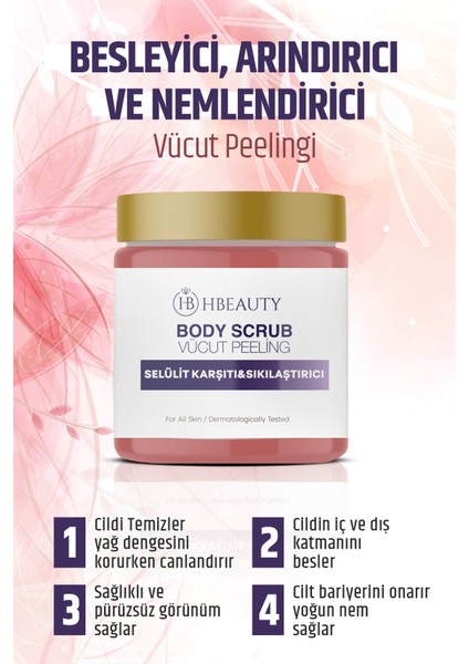 Ücut Peelingi Besleyici Arındırıcı Nemlendirici Body Scrub - Selülit Karşıtı ve Sıkılaştırıcı