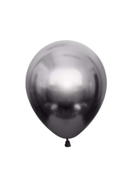 5 Inç Uzay Gri Renk 10 Lu Küçük Boy Krom-Mirror-Aynalı Dekorasyon Balonu