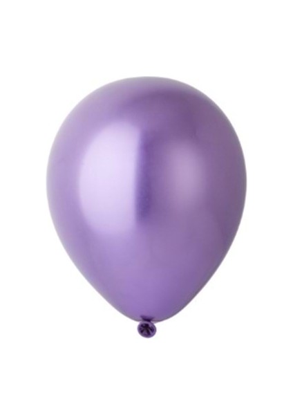 5 Inç Mor Renk 25 Li Küçük Boy Krom-Mirror-Aynalı Dekorasyon Balonu