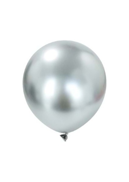 5 Inç Gümüş Renk 50 Li Küçük Boy Krom-Mirror-Aynalı Dekorasyon Balonu