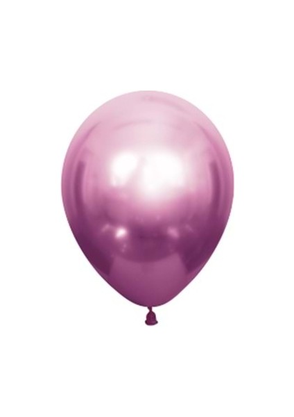 5 Inç Pembe Renk 50 Li Küçük Boy Krom-Mirror-Aynalı Dekorasyon Balonu