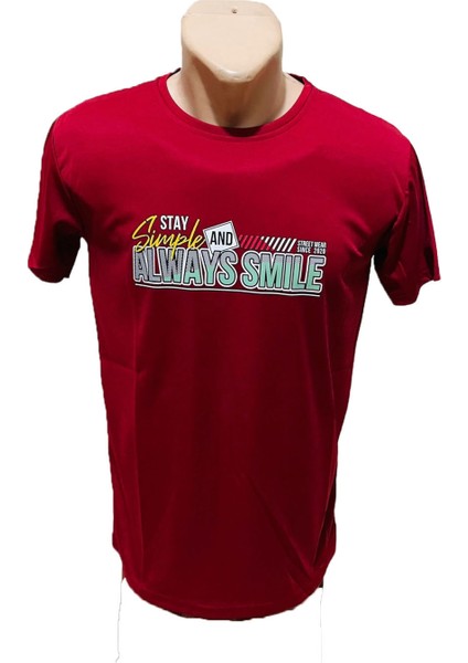 Bordo Smile Erkek Tişört