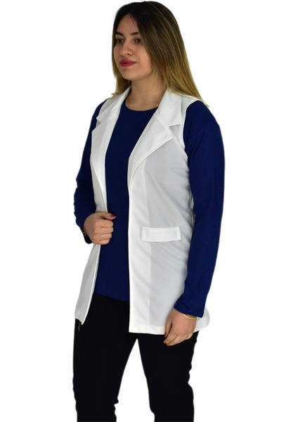 Kadın Krem Renği Krep Yelek RY-16720 fiyatları