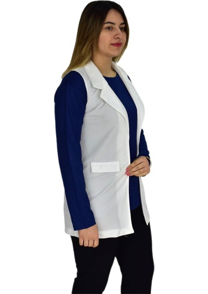 Kadın Krem Renği Krep Yelek RY-16720 modelleri